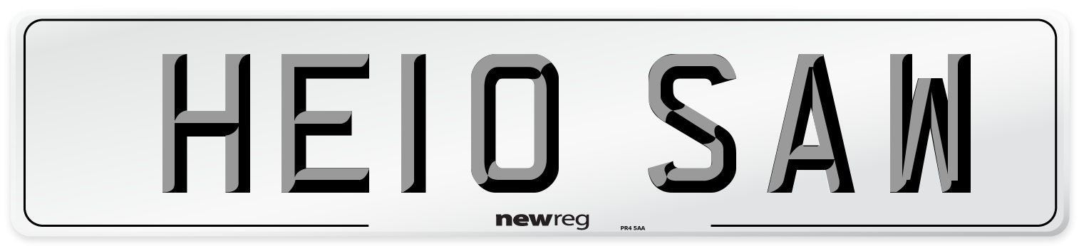 HE10 SAW Number Plate from New Reg